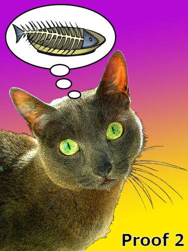 Lichtenstein comic style cat art