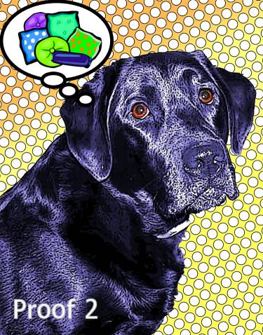 Lichtenstein comic style dog art