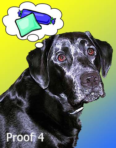 Comic style pop art portrait Lichtenstein Labrador Retriever