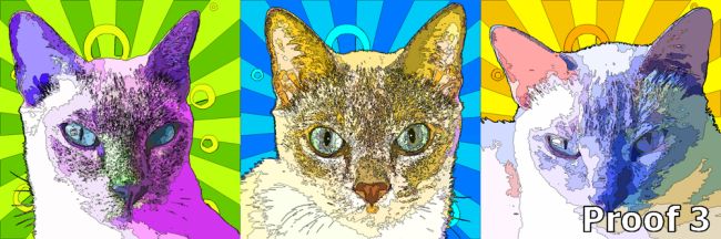 Custom portrait Triptych cat art